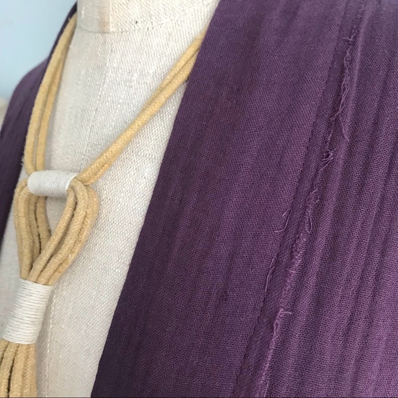 JOHNNY WAS Calme Eggplant Gauze Belted Kimono Cardigan XS/S NWT - Picture 6 of 9